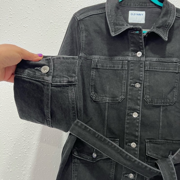 Old Navy Black Jean Jacket‎ Classic Denim Style L - Picture 6 of 8